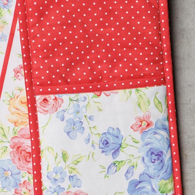 Maison d' Hermine Double Oven Mitts 100% Cotton 7"x35" Double Oven Mitt Heat Resistant BBQ Cooking Gloves with Loop Baking Grilling Kitchen Hotel Home Farmhouse Spring Summer (Vintage Floral)