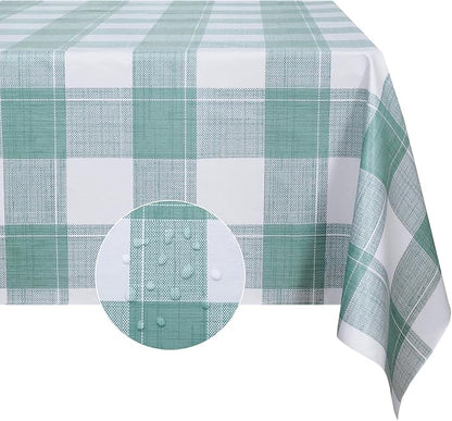 Romanstile Rectangle Plastic Tablecloth, 100% Waterproof Oil-Proof Checkered PVC Table Cloth, Heavy Duty Vinyl Table Cover for Dining, Camping, Picnic, Outdoor - 54 x 108 Inch, Sage Green Checkered