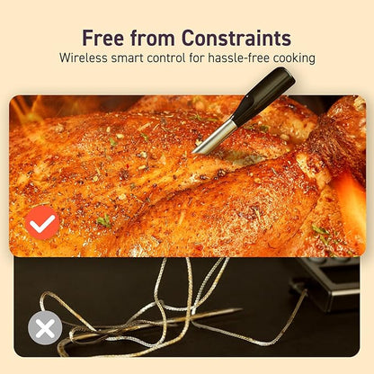 COSORI Wireless Meat Thermometer Digital, Bluetooth Food Thermometer for Grill, Smoker, Oven, Air Fryer for Turkey, Chicken, Steak, Gifts for Men, 90+ Recipes in Free App
