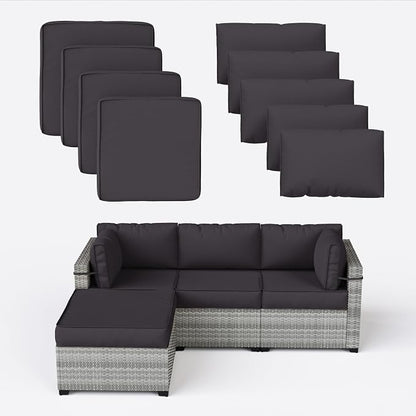 9 Pcs Outdoor Patio Cushions Covers Replacement Sets, Covers Only | 9 Pcs Patio Cushions Covers Replacement UV Resistant, Water Anti-Slip, Heavy-Duty Zippers for 5 Pcs Patio Furniture Set