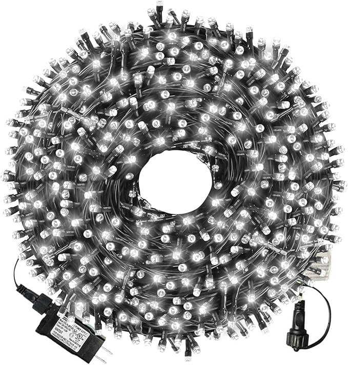 105ft 300 LED Christmas String Lights, End-to-End Plug 8 Modes | UL Certified - Outdoor Indoor Fairy Lights for Christmas Tree, Patio, Garden, Party, Wedding, Holiday (Cool White)