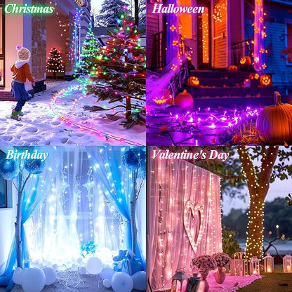 LitHome Color Changing Christmas String Lights Connectable, 35 Colors 66Ft 200 LED Red White and Blue String Lights Outdoor with Remote, 4th of July Light Plug in for Tree Party Independence Day Decor