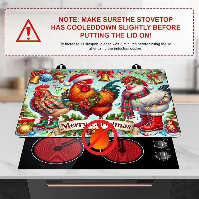 Christmas Stove Top Cover Snowman Stove Top Cover for Home Decoration Kitchen Pad Non-Stick Washable Cooktop Covers Countertop Protector Keep Stove Clean 28"x20" (Rooster)