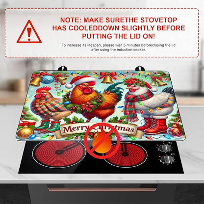 Christmas Stove Top Cover Snowman Stove Top Cover for Home Decoration Kitchen Pad Non-Stick Washable Cooktop Covers Countertop Protector Keep Stove Clean 28"x20" (Rooster)