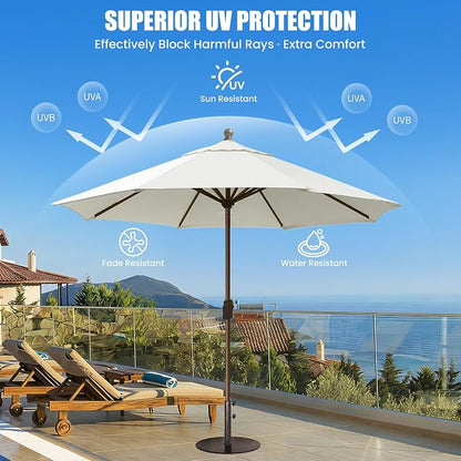 EliteShade USA 10-Year-Non-Fading 10Ft Market Patio Umbrella, UPF 50+ UV Protection Performance Sun Umbrella, Heavy Duty Commercial Grade Outdoor Table Umbrella with Crank, Windproof Vented Top for Garden, Pool, Deck and Outdoor Playsets, No Tilt, White