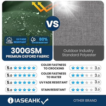 IASEAHK Outdoor Bench Cushion 48x18x5 Inch, Waterproof & Fade-Resistant Patio Furniture Cushions, Tufted Memory Foam Indoor/Outdoor Cushions for Couch Swing with Non-Slip Backing&Straps, Forest Green