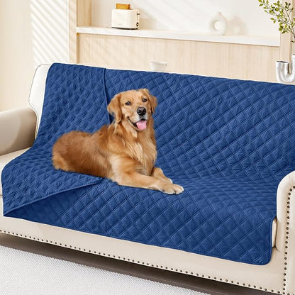 Smiry Waterproof Reversible Pet Couch Covers for Dogs | Pet Friendly, Soft Fabric, Washable Sofa Furniture Protector for Dogs Cat Kids, Checkered (68"x82", Navy/Navy)
