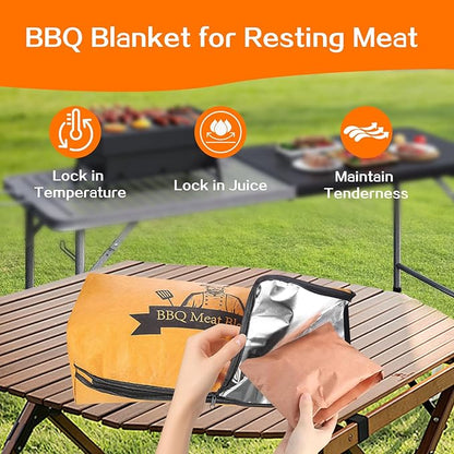 BBQ Blanket for Resting Meat, Meat Resting Blanket for Grilling Accessories, Reusable Smoker Grilling Meat Insulated Resting Bag, BBQ Accessories for Large Brisket, Gifts for Men, Dad, Christmas Gifts