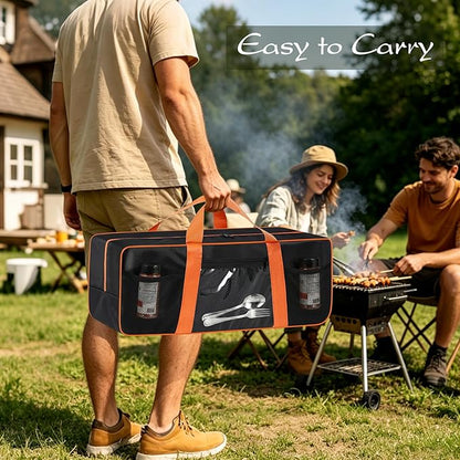 Grill Utensil Storage Bag, Large Capacity Grill Tool Storage Bag, Griddle Accessories Compatible with Blackstone, Perfect for Outdoor Grilling Accessory Storage (24", Black, Mesh Bag)