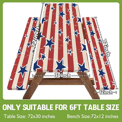 Picnic Table Cover with Bench Covers Waterproof Vinyl Elastic Rectangle Fitted Table Cloth Camping Lovers Essentials Rv Car Travel Overlanding Outdoor Roadtrip Road Trip Women Men Camper Gifts 6 Foot