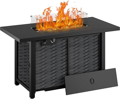 Shintenchi Propane Fire Pits 43″ Outdoor Gas Fire Pit, 50,000 BTU Rectangle Gas Fire Pit Table with Lava Rocks, 2-in-1 Fire Table with Removable Lid, CSA-Certified for Outside Patio,Parties,Backyard