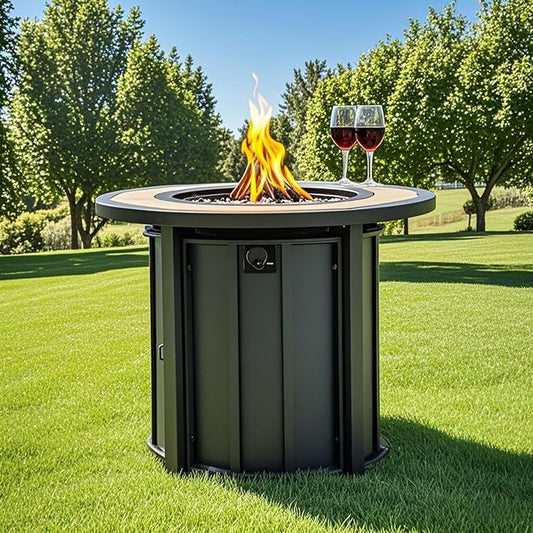 KEIKI 30 Inch Mosaic Ceramic Propane Fire Pit Table, Round Outdoor Gas Fireplace, Steel Patio Heater for Garden Deck