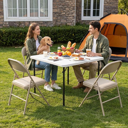 Folding Table and Chairs Set for 4, 5 Piece Card Table Set with 36" Square Foldable Table & 4 Padded Folding Chairs, Portable Indoor Outdoor Dining Table Set for Picnic, Camping, RV, Game Night, Patio