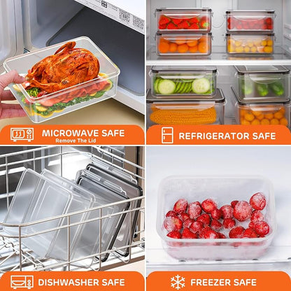 44 PCS Airtight Food Storage Container with Lid (22 Lids & 22 Containers) | Leakproof Plastic Kitchen Organization Set Reusable Microwave/Freezer/Dishwasher Safe Meal Prep Container with Label & Pen