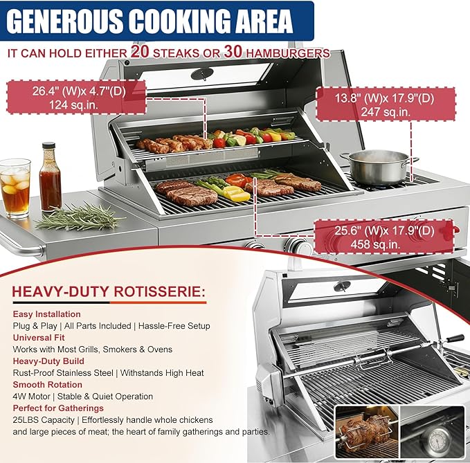 84" Modular Outdoor Kitchen Island, 75,300 BTU 6-Burner 304 Stainless Steel Gas Grill, Prefab BBQ Island Station with Side Burner, Rotisserie Kit, 70L Fridge & Sink, Propane to Natural Gas Ready