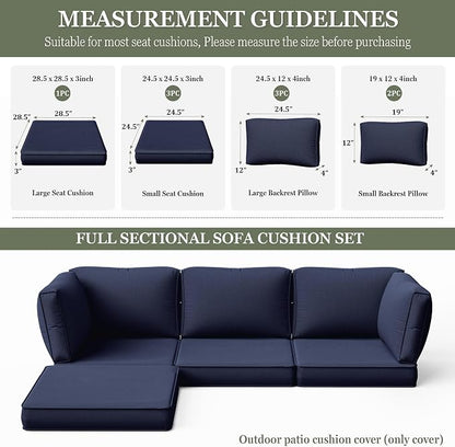 9 Pcs Outdoor Patio Cushions Covers Replacement Sets, Covers Only | 9 Pcs Patio Cushions Covers Replacement UV Resistant, Water Anti-Slip, Heavy-Duty Zippers for 5 Pcs Patio Furniture Set