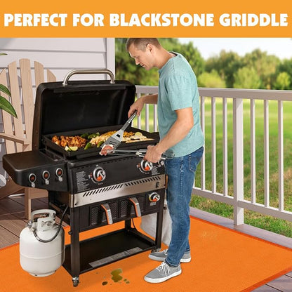 TOHONFOO Grill Mats for Outdoor Grill Accessories Compatible with Blackstone Griddle 28in&36in, Fireproof BBQ Mats for Charcoal, Gas Grills to Protect Patio and Deck, 60 x 40in, Orange