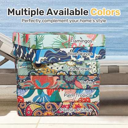 Outdoor Chair Cushions, Set of 4, 24"*24"*4", Water Resistant, Flamingos