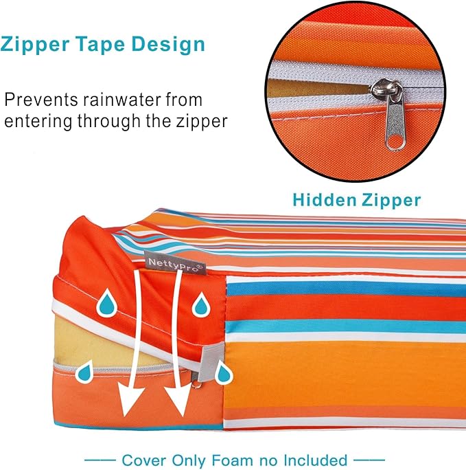 NettyPro Outdoor Loveseat Bench Cushion Cover 42 x 18 x 3 Inch, Water Resistant UV Protection Patio Furniture Swing Cushion Slipcover with Zipper, Replacement Cover Only