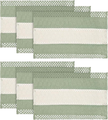 Artoid Mode Light Green Farmhouse Rustic Placemats Set of 6,12x18 Inch Seasonal Hollow Table Mats Party Kitchen Dining Decoration