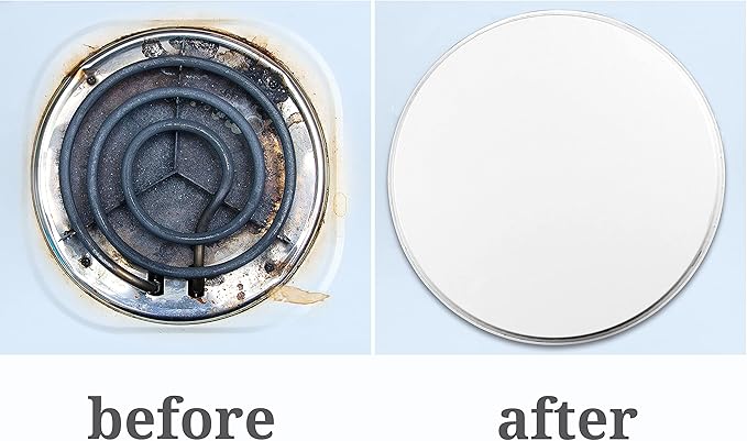 Reston Lloyd, Burner Covers For Electric Stovetop, Decorative Lightweight Tin Covers, Set of 4 (2-8 inch & 2-10 inch), Conceals Messy Drip Pans, White