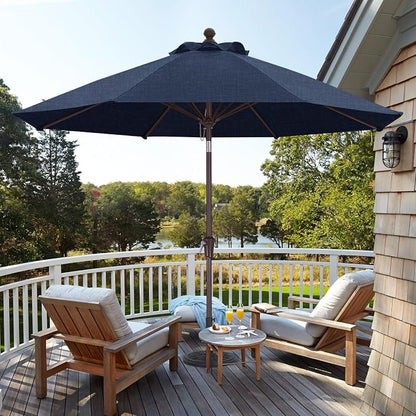 ABCCANOPY OLEFIN® 5-Year No Fading 9FT Outdoor Patio Umbrella(Navy) | Fade & UV Resistant Fabric,8 Fiberglass Ribs，Wind Vent，Crank Lift & Tilt,Outdoor Table Umbrella for Deck,Backyard,Yard