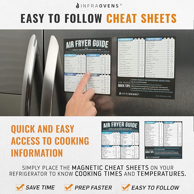 Air Fryer Accessories Compatible with Ninja Foodi Grill 5 in 1, Instant Pot, Gourmia, Chefman, Power Vortex, PowerXL Grill + More, Air Fryer Rack, Cheat Sheet Guides, Air Fryer Liners