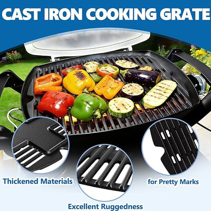 SafBbcue 7583 Cast Iron Cooking Grates 41862 Grill Burner for Weber Q200 Q220 Q2000 Q2200 396000 396001 566002 53060001 Grills, 21.5" Grill Grids Grates 20.5" Burner Tube Kit for Weber 7645 60041