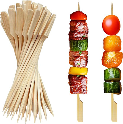 200PCS 7 Inch Bamboo Skewers for Grilling Kabob Skewers Wood Paddle Flat Bamboo Sticks for Fruit, BBQ, Kitchen (7 Inch)
