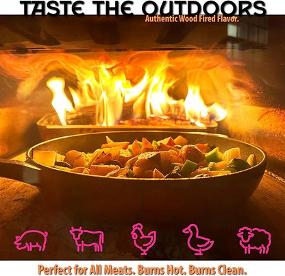 Pizza Oven Wood Kiln Dried Mini Split Hickory 8" inch Long for Cooking,Pizza Wood for Grilling or Smoking 1,248 cu. in. of Hickory