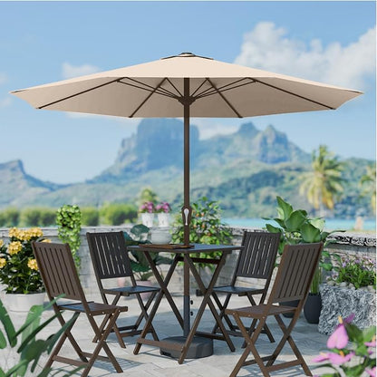 PatioKingdom 10FT Patio Umbrella with Push Button Tilt and Crank, Outdoor Market Umbrella with 8 Fiberglass Ribs, UV Protection Table Umbrella for Pool,Backyard,Garden,Deck