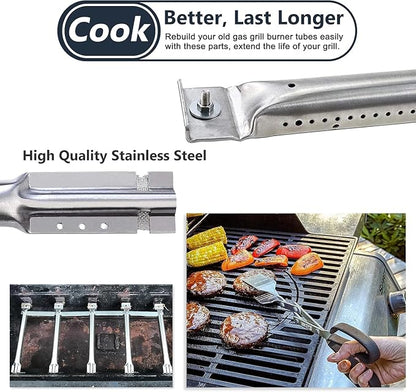 Criditpid Grill Replacement Parts for Charbroil 463230515 463239915 463230513, Stainless Steel Heat Plate Shields, Burner Tubes, Crossover Tube and Ignitors for Char-Broil 463230512 Gas Grills.