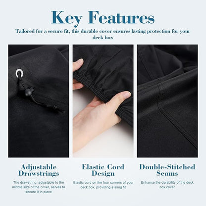 Deck Box Cover, Waterproof 600D Oxford, 62 x 28 x 25 in | Heavy-Duty 600D Fabric, Waterproof Protection, UV Resistant, Outdoor Storage Cover, Waterproof Outdoor Furniture Covers