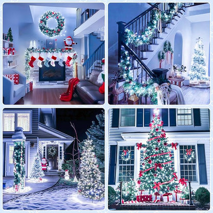JMEXSUSS 400 LED White Christmas Lights Outdoor with 8 Modes | 132ft Christmas Tree Lights with Remote, Indoor String Lights Plug in for House Party Holiday Xmas Bush Decor