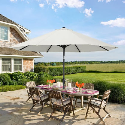 MASTERCANOPY 9ft Patio Umbrella with Tilt & Crank, Light Beige | 8 sturdy ribs;UV/water resistant;Vent;easy setup;for garden/deck/backyard/pool