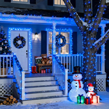 JMEXSUSS 200 LED Blue Christmas String Lights Indoor Outdoor Plug in | 66ft Blue Halloween Lights Clear Wire, 8 Modes Waterproof Christmas Tree Lights for Party Bedroom Wall Christmas Decoration