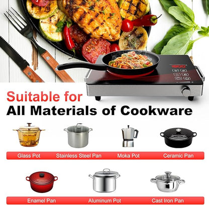electric burners for cooking stove cooker cocina electrical 1 hornillas parrilla eléctrica para cocinar Portable Electric Cooktop Single Burner Stove with Plug,Hot Plate Countertop1800W 110V
