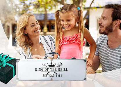 Bonsai Tree Fathers Day Dad Gifts from Daughter, Gifts for Dad, Best Dads Ever Gift for Birthday - Cool Grilling BBQ Present for Father from Son - Daddy Stainless Steel Metal Tool Heavy Duty Set 4