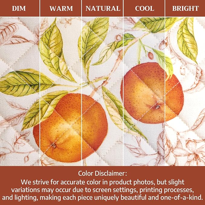 Maison d' Hermine 100% Cotton Oven Mitt & Pot Holder Set (7.5"x13" & 8"x8") | Heat Resistant BBQ Cooking Gloves with Loop Baking Grilling Kitchen Home Farmhouse Thanksgiving Christmas - Vintage Harvest