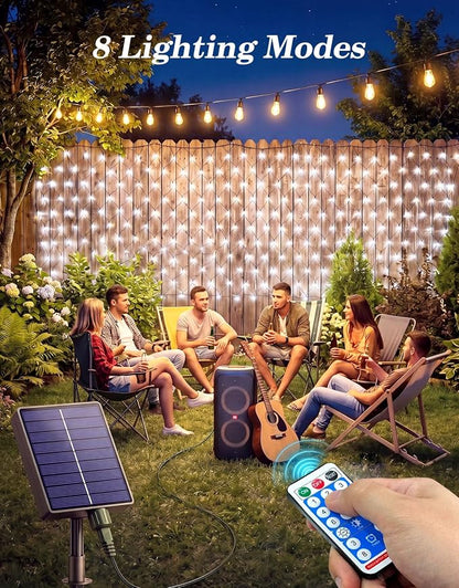21x5FT Solar Christmas Net Lights Outdoor Waterproof with Remote | 360LED 8 Modes Solar & USB Powered Mesh Lights with Green Wire for Gazebo, Bush, Garden Shrubs, Lawn, Patio Decor, Cool White