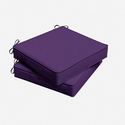 Outdoor Chair Cushion 17 x 16 x 3 Inches Patio Furniture Outdoor Waterproof Seat Cushion, Patio Chair Cushion with Handles and Ties, Square Dining Chair Cushion Set of 2, Purple