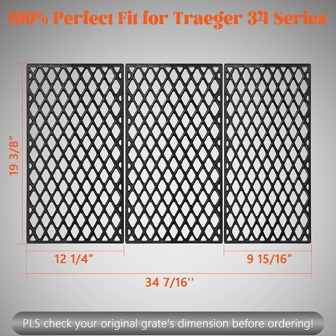 Grill Grates for Traeger Pro 34 Series Eastwood Texas Elite Cast Iron Cooking Grate Grid BAC367 HDW194 Rack BBQ Replacement Parts Wood Pellet Smoker Accessories