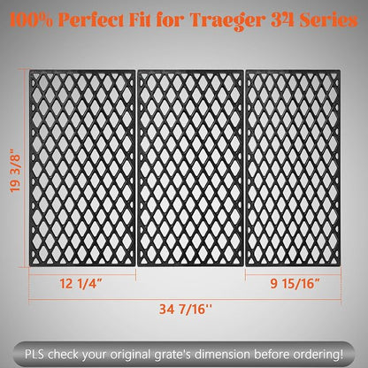 Grill Grates for Traeger Pro 34 Series Eastwood Texas Elite Cast Iron Cooking Grate Grid BAC367 HDW194 Rack BBQ Replacement Parts Wood Pellet Smoker Accessories