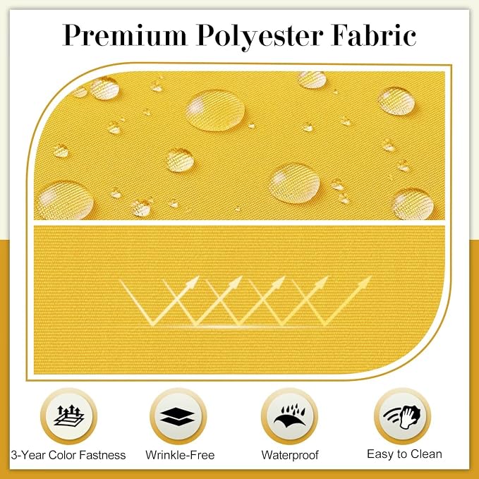 Cozyide Outdoor Chair Cushions, Waterproof Patio Seat Cushions with Adjustable Straps, Round Corner Patio Chair Cushions for Garden, Yellow, 17x16x2 Inch (Pack of 2)