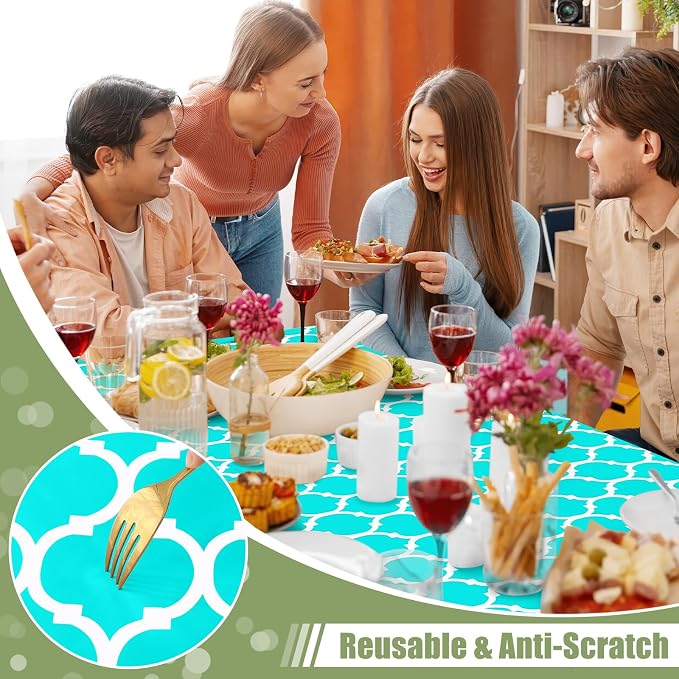 Smiry Picnic Fitted Table Cover, 4 Foot Flannel Backed Vinyl Tablecloth | Waterproof Elastic Stretch Table Cloth, Wipeable Plastic Tablecloth for Camping, Indoor & Outdoor (Teal, 30" x 48")