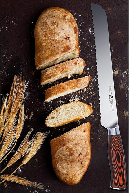 TUO Bread Knife, 9 inch Sharp Serrated Slicing Knife for Homemade Sourdough Bread, High Carbon German Steel, Ergonomic Handle, Gift Box Included