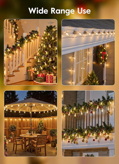 Vintage C9 Christmas Lights Outdoor, 25FT 25 LED String Lights Warm White | Waterproof Connectable Christmas Tree Lights for House, Roofline, Indoor Outside, Garden Patio Decor, White Wire