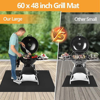 TOHONFOO Large Grill Mats for Outdoor Grill Deck Protector 60 x 48 x 0.04in | 2000℉ Fireproof & waterproof bbq mat protect the deck, patio, pavers, fits gas/charcoal grills, accessories for Blackstone