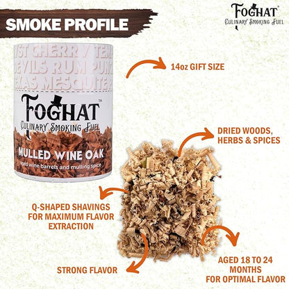 Cocktail Smoker Wood Chips - 14oz Mulled Wine Oak Shavings for Smoker, Whiskey & Drink Infuser Kit - Natural, Culinary Wood Smoking Chips