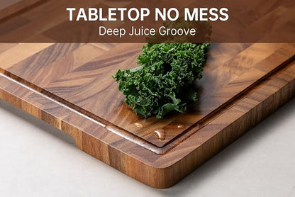 Walnut Wood Cutting Boards for Kitchen, End Grain Chopping Board | Charcuterie Board with Juice Groove & Handle, Butcher Block for Meal Prep & Serving with Gift Box, 16.5" x 11.6" x 0.8"